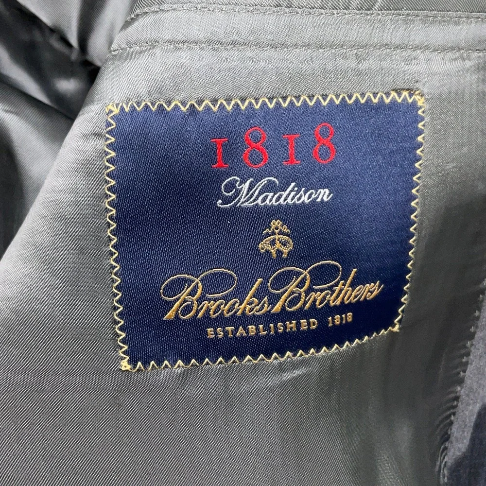 Brooks‎ Brothers 1818 Madison Blazer Men 42R Gray Blue Pinstripe Wool Italian